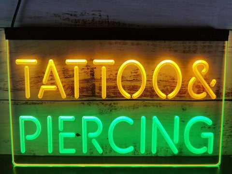 Image of Tattoo & Piercing Two Tone Illuminated Sign