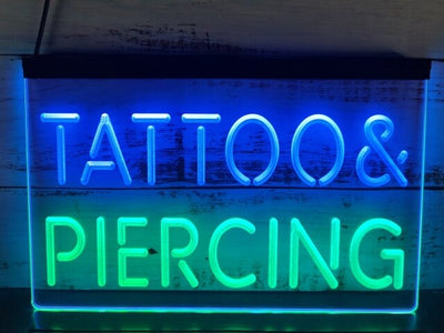 Tattoo & Piercing Two Tone Illuminated Sign