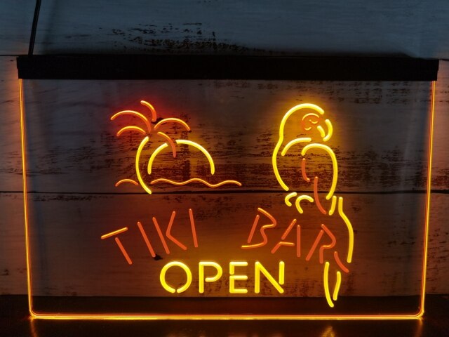 Tiki Bar Open Two Tone Illuminated Sign
