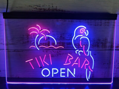 Tiki Bar Open Two Tone Illuminated Sign