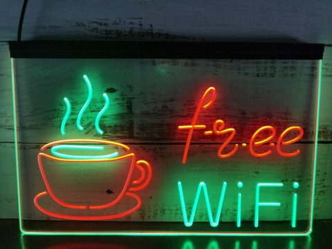 Image of Coffee Shop Free Wi-Fi Two Tone Illuminated Sign