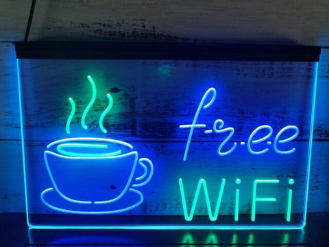 Image of Coffee Shop Free Wi-Fi Two Tone Illuminated Sign