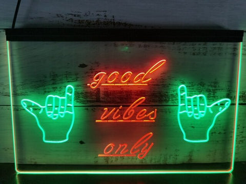 Image of Good Vibes Only Shaka Two Tone Illuminated Sign