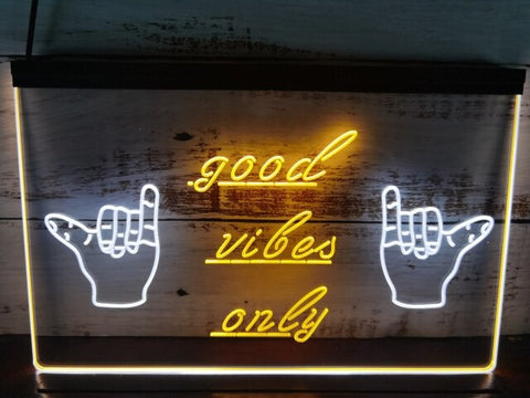 Image of Good Vibes Only Shaka Two Tone Illuminated Sign
