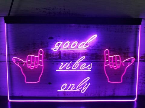 Image of Good Vibes Only Shaka Two Tone Illuminated Sign