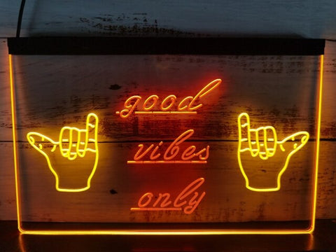 Image of Good Vibes Only Shaka Two Tone Illuminated Sign