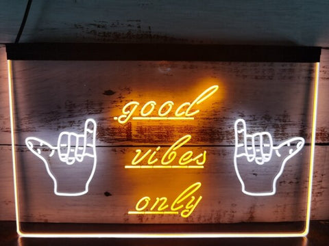 Image of Good Vibes Only Shaka Two Tone Illuminated Sign
