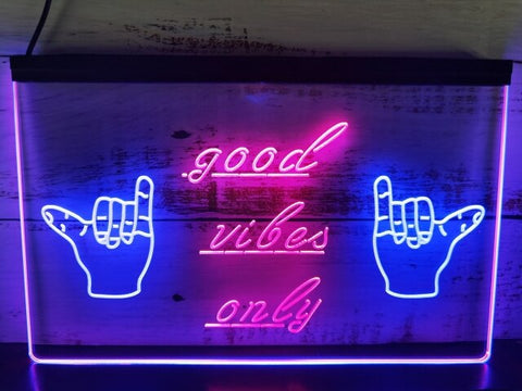 Image of Good Vibes Only Shaka Two Tone Illuminated Sign
