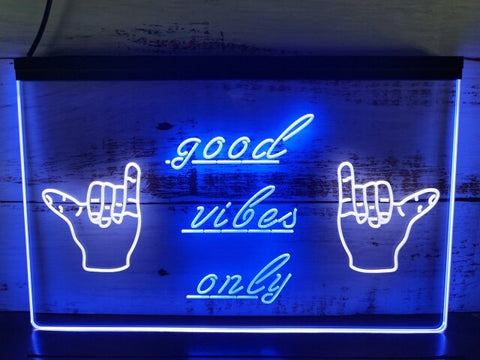 Image of Good Vibes Only Shaka Two Tone Illuminated Sign