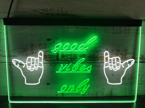 Image of Good Vibes Only Shaka Two Tone Illuminated Sign