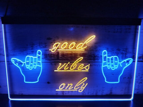 Image of Good Vibes Only Shaka Two Tone Illuminated Sign
