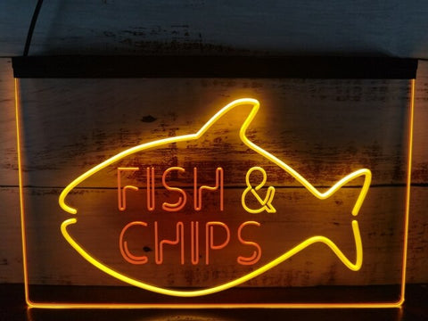 Image of Fish & Chips Two Tone Illuminated Sign