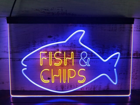 Image of Fish & Chips Two Tone Illuminated Sign