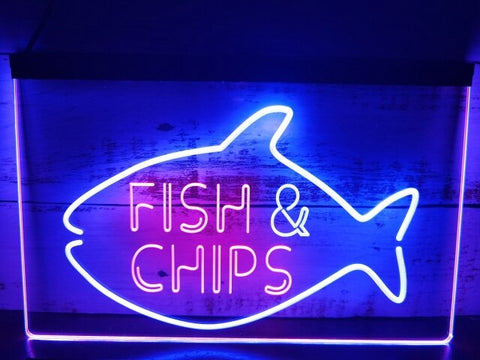 Image of Fish & Chips Two Tone Illuminated Sign