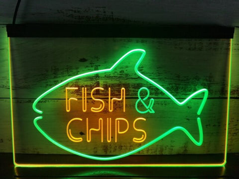 Image of Fish & Chips Two Tone Illuminated Sign