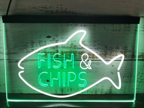Image of Fish & Chips Two Tone Illuminated Sign