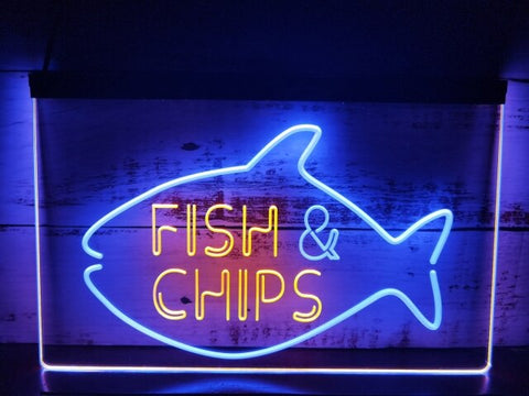 Image of Fish & Chips Two Tone Illuminated Sign