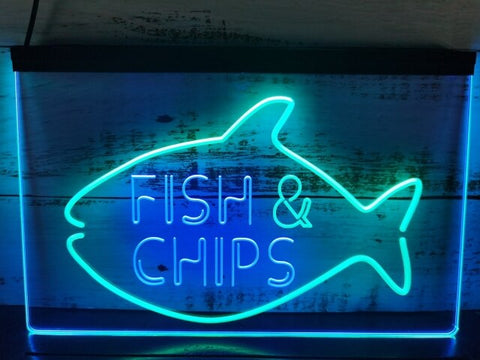 Image of Fish & Chips Two Tone Illuminated Sign