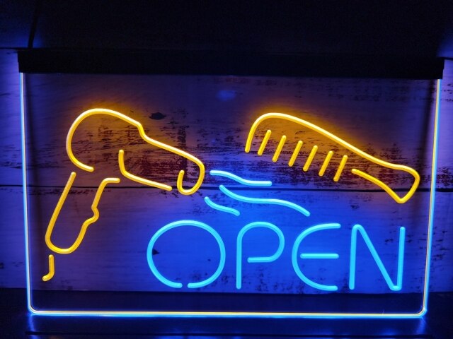 Hairdressers Open Two Tone Illuminated Sign