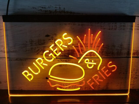 Image of Burgers & Fries Two Tone Illuminated Sign