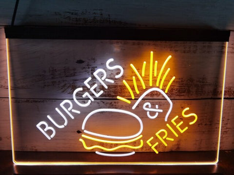 Image of Burgers & Fries Two Tone Illuminated Sign