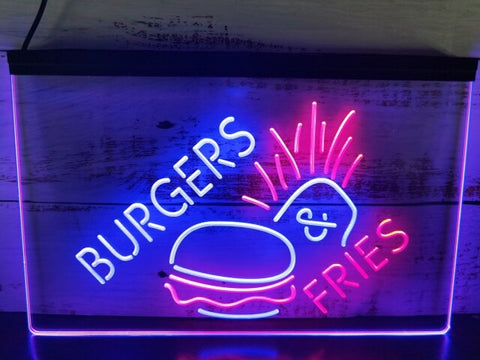 Image of Burgers & Fries Two Tone Illuminated Sign