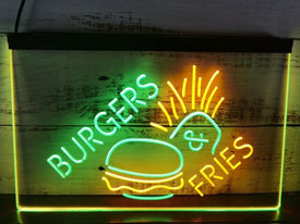 Burgers & Fries Two Tone Illuminated Sign