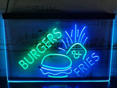 Image of Burgers & Fries Two Tone Illuminated Sign
