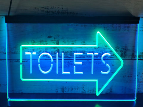Image of Toilets This Way Arrow Two Tone Illuminated Sign