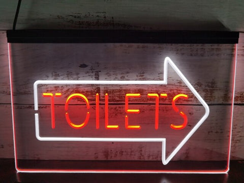 Image of Toilets This Way Arrow Two Tone Illuminated Sign