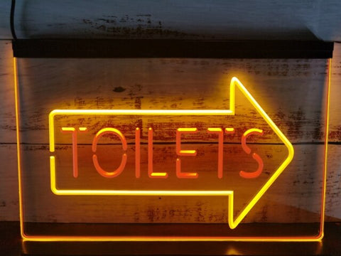 Image of Toilets This Way Arrow Two Tone Illuminated Sign