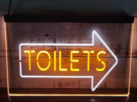 Image of Toilets This Way Arrow Two Tone Illuminated Sign