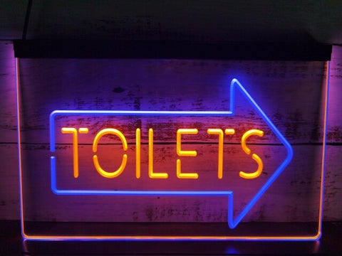 Image of Toilets This Way Arrow Two Tone Illuminated Sign