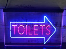Toilets This Way Arrow Two Tone Illuminated Sign