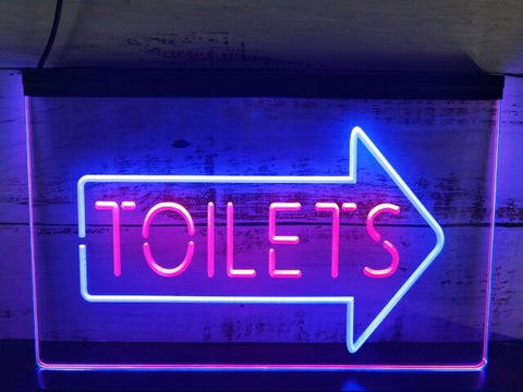 Image of Toilets This Way Arrow Two Tone Illuminated Sign