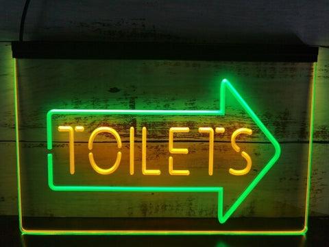 Image of Toilets This Way Arrow Two Tone Illuminated Sign