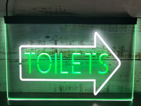 Image of Toilets This Way Arrow Two Tone Illuminated Sign