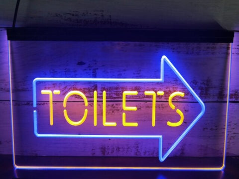 Image of Toilets This Way Arrow Two Tone Illuminated Sign
