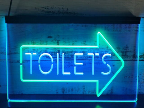 Image of Toilets This Way Arrow Two Tone Illuminated Sign