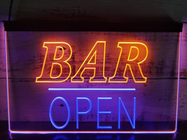 Bar Open Two Tone Illuminated LED Neon Sign