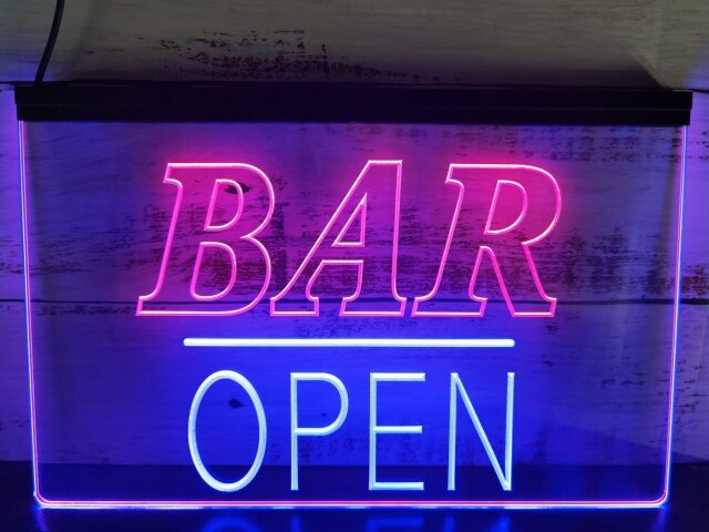 Bar Open Two Tone Illuminated LED Neon Sign