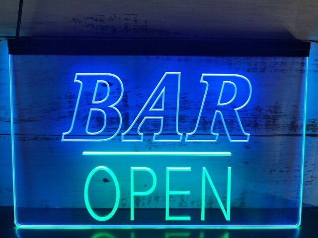 Bar Open Two Tone Illuminated LED Neon Sign