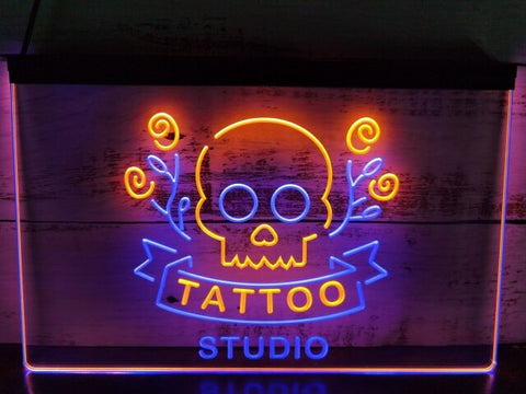 Image of Tattoo Studio Two Tone Illuminated Sign