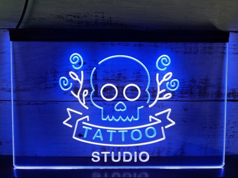 Image of Tattoo Studio Two Tone Illuminated Sign