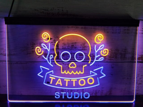 Image of Tattoo Studio Two Tone Illuminated Sign
