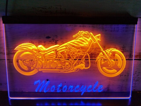 Image of Motorcycles Shop Garage Two Tone Illuminated Sign