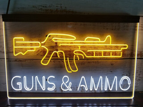 Image of Guns and Ammo Two Tone Illuminated Sign