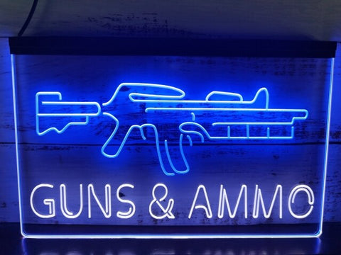 Image of Guns and Ammo Two Tone Illuminated Sign