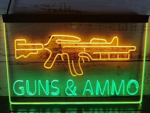 Image of Guns and Ammo Two Tone Illuminated Sign