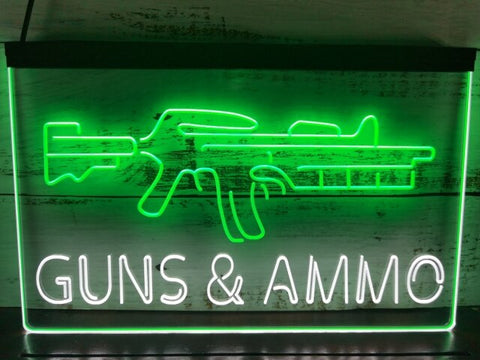 Image of Guns and Ammo Two Tone Illuminated Sign